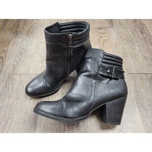 Chelsea Crew Black Leather Ankle Boots Booties Shoes Heel Euro 40 - US 9.5